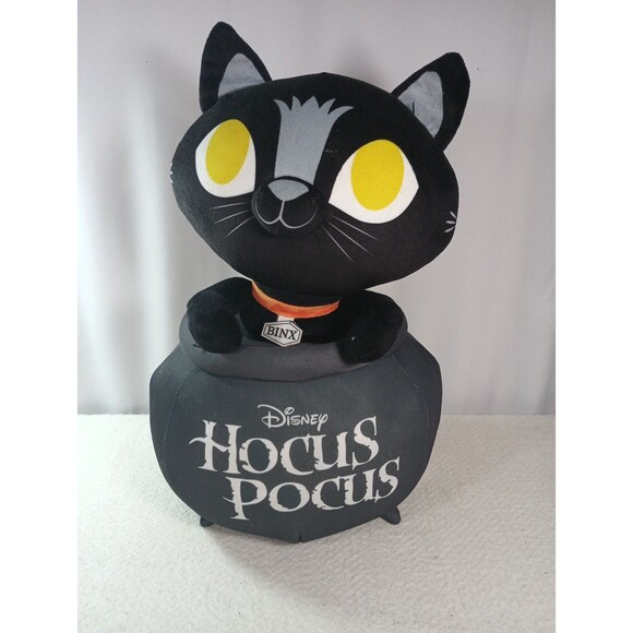 Disney Hocus Pocus Binx Plush 17" Black Cat in Cauldron Door Greeter Weighted - Picture 2 of 11